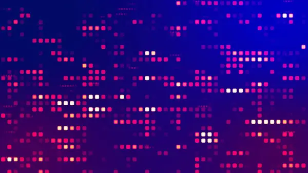 Creative background animation made of squares. Technology background with glowing geometric square particles, grid. Luminous multi-colored small squares. Small square simple blocks of computer mosaic.