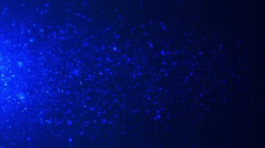 Parlayan parçacıkların dinamik dalgası. Dijital teknoloji geçmişi. Parlayan parlak parçacıklar uzayda uçar. Bokeh etkisiyle titreşen parçacıklar. 3D görüntüleme. 4k animasyon.