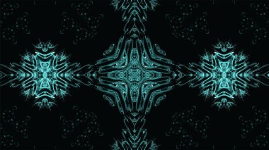 Geometrik desenli soyut kaleydoskop. Kaleydoskopik arka plan tasarımı. Hipnotize edici bir geçmiş. Parlak desenli renkli soyut kaleydoskop animasyonu. Mücevher arka planı. 3D görüntüleme. Vektör illüstrasyonu