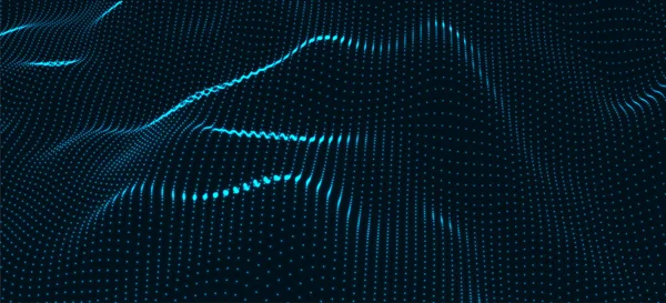 Wave of particles. Wave 3d. Abstract digital landscape. Technology background. illustration. Vector illustration.