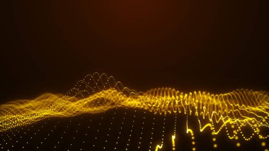 Ağ bağlantısı noktaları ve çizgileri. Veri teknolojisi çizimi. Dinamik dalgalı soyut bir arkaplan. Pleksus. 3d oluşturma.