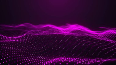 Ağ bağlantısı noktaları ve çizgileri. Veri teknolojisi çizimi. Dinamik dalgalı soyut bir arkaplan. Pleksus. 3d oluşturma.