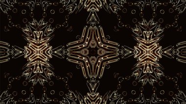 Geometrik desenli soyut kaleydoskop. Kaleydoskopik arka plan tasarımı. Hipnotize edici bir geçmiş. Parlak desenli renkli soyut kaleydoskop animasyonu. Mücevher arka planı. 3D görüntüleme. Vektör illüstrasyonu