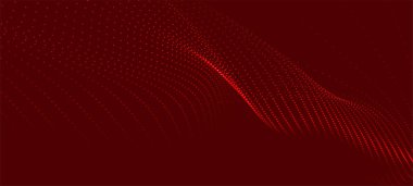 Soyut dijital parçacık dalgası. Fütürist noktalı dalga. Büyük veri dijital kodu. Teknoloji ya da bilim afişi. Teknoloji arka plan vektörü. Vektör illüstrasyonu