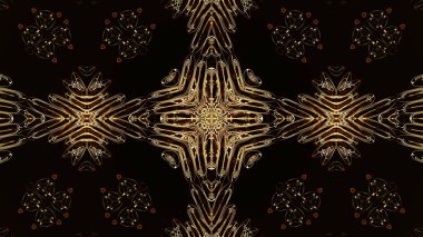 Geometrik desenli soyut kaleydoskop. Kaleydoskopik arka plan tasarımı. Hipnotize edici bir geçmiş. Parlak desenli renkli soyut kaleydoskop animasyonu. Mücevher cazibesi soyut şekiller. Mücevher arka planı. 3d oluşturma.