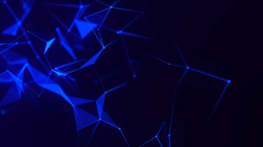 Noktaları ve çizgileri birleştiren soyut bir arkaplan. Ağ bağlantısı yapısı. Pleksus etkisi. 3d