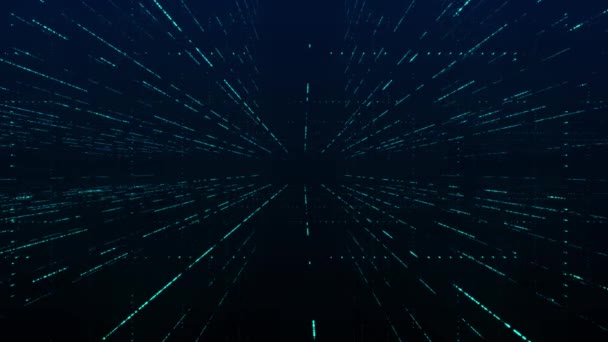 Abstraktní Digitální Kyberprostor Pohyblivými Částicemi Technologie Vysokorychlostního Připojení Analýzy Dat — Stock video
