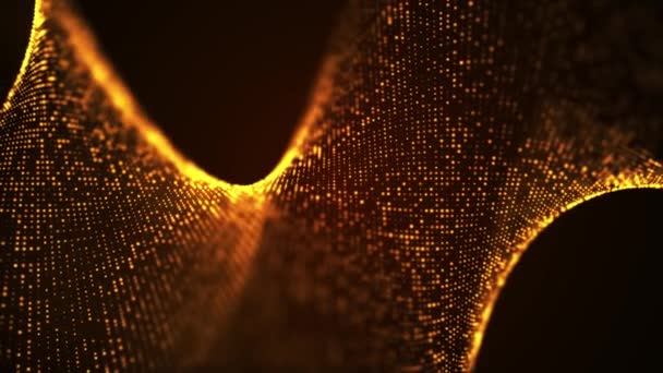 Анімована Хвиля Сяючих Крапок Структура Мережевого Єднання Великі Дані Футуристичний — стокове відео