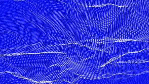 Soyut dijital parçacık dalgası. Fütürist noktalı dalga. Büyük veri dijital kodu. Teknoloji ya da bilim afişi. Teknoloji arka plan vektörü. Vektör illüstrasyonu