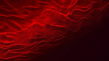 Teknoloji geçmişi. Gelecekçi nokta dalgası. Parçacıkların soyut dijital dalgası. Karanlık arka plan. Bağlantı yapısı. 3d oluşturma.