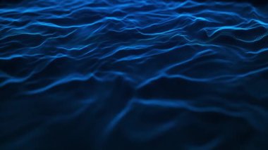 Dinamik dalgalı soyut bir arkaplan. Ses dalgası görüntüsü. Parlayan noktaların gelecekçi dijital dalgası. 4k animasyon. 3d oluşturma.