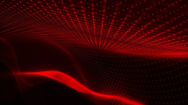Ağ bağlantısı noktaları ve çizgileri. Veri teknolojisi çizimi. Dinamik dalgalı soyut bir arkaplan. Pleksus. 3d oluşturma.