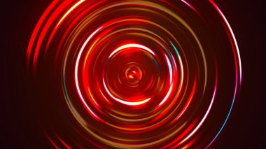 Renkli konsantre neon daire. Çoklu renkli rgb girdap arkaplanı. Nöron fütüristik soyut sihir çemberi. Spiral çizim. Dalgalı desen. Vektör illüstrasyonu.