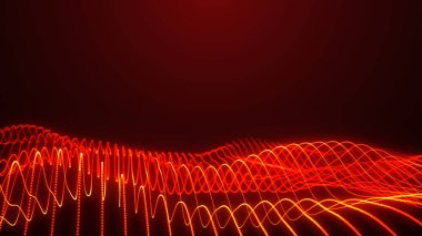 Ağ bağlantısı noktaları ve çizgileri. Veri teknolojisi çizimi. Dinamik dalgalı soyut bir arkaplan. Pleksus. 3B vektör