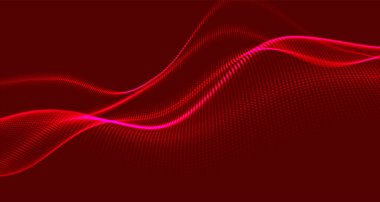 Gelecekçi nokta dalgası. Soyut dijital parçacık dalgası. Teknoloji geçmişi. Renkli müzik dalgası. Hafif arkaplan. Yumuşak, dalgalı kıvrımları olan dijital bir arkaplan. 3B görüntüleme.