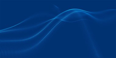 Gelecekçi nokta dalgası. Soyut dijital parçacık dalgası. Teknoloji geçmişi. Renkli müzik dalgası. Hafif arkaplan. Yumuşak, dalgalı kıvrımları olan dijital bir arkaplan. 3B görüntüleme.