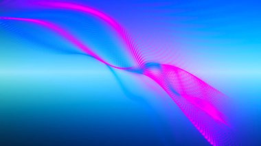 Gelecekçi nokta dalgası. Soyut dijital parçacık dalgası. Teknoloji geçmişi. Renkli müzik dalgası. Hafif arkaplan. Yumuşak, dalgalı kıvrımları olan dijital bir arkaplan. 3B görüntüleme