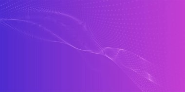 Gelecekçi nokta dalgası. Soyut dijital parçacık dalgası. Teknoloji geçmişi. Renkli müzik dalgası. Hafif arkaplan. Yumuşak, dalgalı kıvrımları olan dijital bir arkaplan. 3B vektör illüstrasyonu.