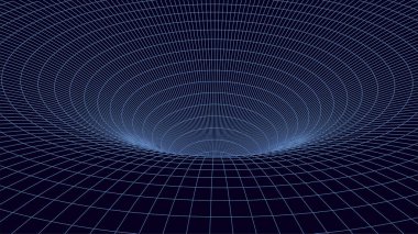 Soyut kablo üç boyutlu tünel. Perspektif ağ arka plan dokusu. Solucan deliğinin ağ modeli, girdap. Solucan deliği geçidinde ağ yapısı olan 3 boyutlu vektör dokusu.