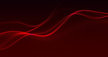 Gelecekçi nokta dalgası. Soyut dijital parçacık dalgası. Teknoloji geçmişi. Renkli müzik dalgası. Karanlık arka plan. Yumuşak, dalgalı kıvrımları olan dijital bir arkaplan. 3B görüntüleme.