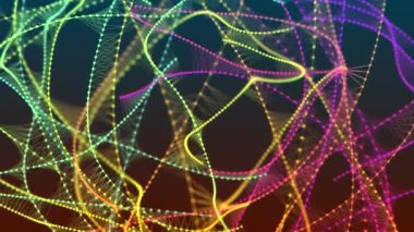 Noktaları ve çizgileri birleştiren soyut bir arkaplan. Sinirsel bağlantılar. Ağ bağlantısı yapısı. Dokuma efekti. 3 boyutlu görüntüleme. Soyut animasyon 4K.
