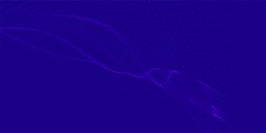 Gelecekçi nokta dalgası. Soyut dijital parçacık dalgası. Teknoloji geçmişi. Renkli müzik dalgası. Karanlık arka plan. Yumuşak, dalgalı kıvrımları olan dijital bir arkaplan. 3B vektör illüstrasyonu.
