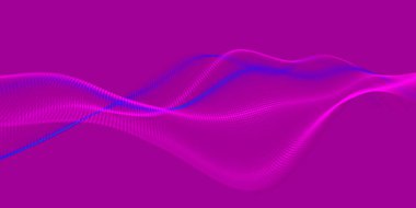 Gelecekçi nokta dalgası. Soyut dijital parçacık dalgası. Teknoloji geçmişi. Renkli müzik dalgası. Hafif arkaplan. Yumuşak, dalgalı kıvrımları olan dijital bir arkaplan. 3B görüntüleme.