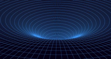 Soyut kablo üç boyutlu tünel. Perspektif ağ arka plan dokusu. Solucan deliğinin ağ modeli, girdap. Bir solucan deliğinin ağ yapısına sahip üç boyutlu dokusu.