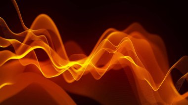 Teknoloji geçmişi. Gelecekçi nokta dalgası. Parçacıkların soyut dijital dalgası. Karanlık arka plan. Bağlantı yapısı. 3d Vektör illüstrasyonu.