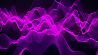 Teknoloji geçmişi. Gelecekçi nokta dalgası. Parçacıkların soyut dijital dalgası. Karanlık arka plan. Bağlantı yapısı. 3d Vektör illüstrasyonu.