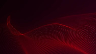 Teknoloji geçmişi. Gelecekçi nokta dalgası. Parçacıkların soyut dijital dalgası. Karanlık arka plan. Bağlantı yapısı. 3d Vektör illüstrasyonu.