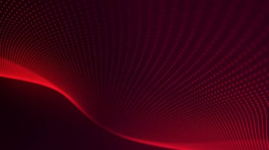 Teknoloji geçmişi. Gelecekçi nokta dalgası. Parçacıkların soyut dijital dalgası. Karanlık arka plan. Bağlantı yapısı. 3d Vektör illüstrasyonu.