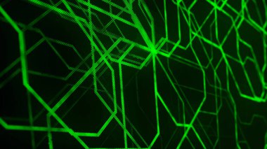 Soyut teknoloji geçmişi. 3 boyutlu teknolojik kompozisyon. Bilgi teknolojisi konsepti. Parçacıklı dijital siber uzay. 3d vektör illüstrasyonu.