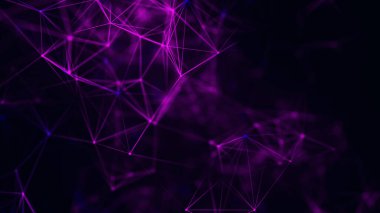 Noktaları ve çizgileri birleştiren soyut bir arkaplan. Ağ bağlantısı yapısı. Pleksus etkisi. Vektör İllüstrasyonu.