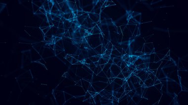 Noktaları ve çizgileri birleştiren soyut bir arkaplan. Ağ bağlantısı yapısı. Pleksus etkisi. Vektör İllüstrasyonu.