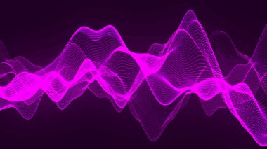 Teknoloji geçmişi. Gelecekçi nokta dalgası. Parçacıkların soyut dijital dalgası. Karanlık arka plan. Bağlantı yapısı. 3d Vektör illüstrasyonu.