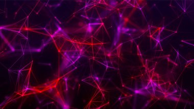 Noktaları ve çizgileri birleştiren soyut bir arkaplan. Ağ bağlantısı yapısı. Pleksus etkisi. Vektör İllüstrasyonu.