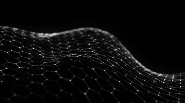 Geleceğin altıgen arka planı. Soyut teknoloji renkli altıgen arka plan. Geometrik şekiller. Büyük veri. Üç boyutlu dalga. Vektör illüstrasyonu.