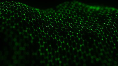 Geleceğin altıgen arka planı. Soyut teknoloji renkli altıgen arka plan. Geometrik şekiller. Büyük veri. Üç boyutlu dalga. Vektör illüstrasyonu.