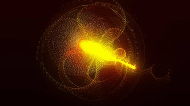 Lazer. Uzay silahı. Uzayda boşalma. Harika bir alet. Ekipman. Turuncu fütüristik akış vektörü illüstrasyonu