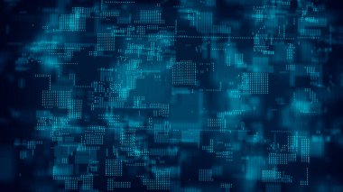 Fütürist yüksek teknoloji çizimi. Siber uzayda veri iletimi kavramı. Bilim teknolojisi geçmişi. Matrix. İkili kod. Büyük veri görselleştirmesi. Vektör illüstrasyonu.