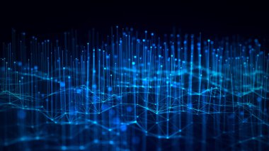 Büyüyen mikroorganizmalarla moleküler arkaplan. Bağlı nokta ve çizgilerle soyut bir arkaplan. Ağ bağlantısı yapısı. Pleksus etkisi. 3d vektör illüstrasyonu.