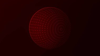 Soyut küre. Video kamera gözü. Basit bir kırmızı 3D küre arkaplanı. Vektör illüstrasyonu