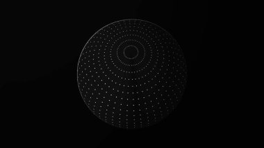 Soyut küre. Video kamera gözü. Basit siyah-beyaz 3D küre arkaplan. Vektör illüstrasyonu