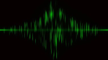 Soyut dijital ses dalgası. Dengeleyici, siyah arkaplanda dalga. Dijital ses dalgası, diyagram - 3d vektör illüstrasyonu