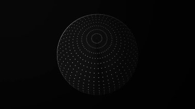 Soyut küre. Video kamera gözü. Basit siyah-beyaz 3D küre arkaplan. 3B görüntüleme