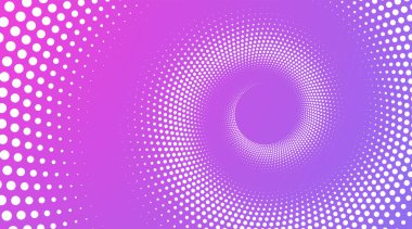İnanılmaz yarım tonlu spiral etkisi. Soyut renkli noktalı daireler. Noktalar yuvarlak. Spiral noktalı arkaplan, simge. Vektör tasarım ögesi