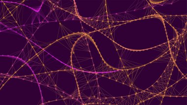 Noktaları ve çizgileri birleştiren soyut bir arkaplan. Sinirsel bağlantılar. Ağ bağlantısı yapısı. Dokuma efekti. 3B soyut vektör çizimi.