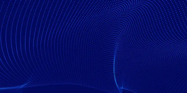 Gelecekçi nokta dalgası. Soyut dijital parçacık dalgası. Teknoloji geçmişi. Renkli müzik dalgası. Karanlık arka plan. Yumuşak, dalgalı kıvrımları olan dijital bir arkaplan. 3B görüntüleme.