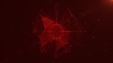 Noktalardan ve çizgilerden oluşan animasyon küresi. Dijital küresel akış. Ağ bağlantısı yapısı. Büyük veri görselleştirmesi. 3 boyutlu görüntüleme. 4K canlandırması